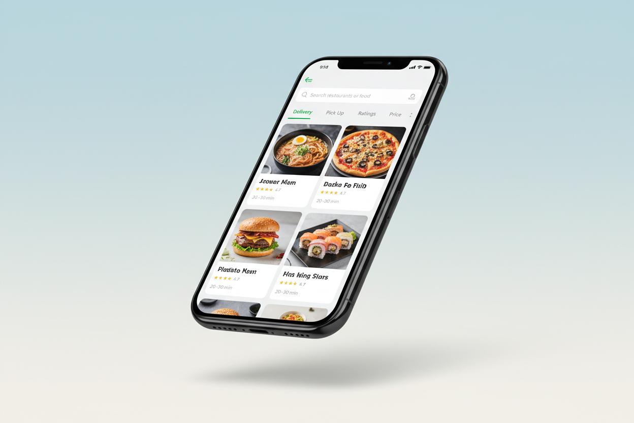 Aplicativo de delivery no celular mostrando cardapio digital